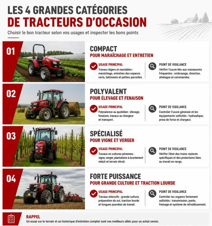 Occasion Massey Ferguson : catégories de tracteurs et usages agricoles à comparer