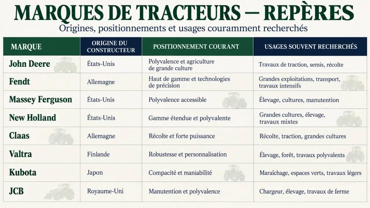 Marque tracteur : comparaison des principales marques, origines et usages agricoles