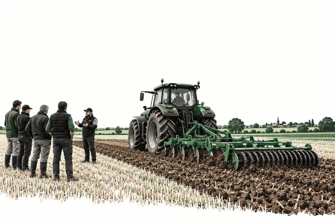Innov Agri Outarville avec démonstration de matériel agricole en plein champ