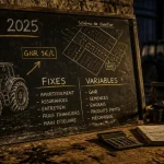 Tarif prestation travaux agricole 2025 : coûts de chantier Fixes/Variables