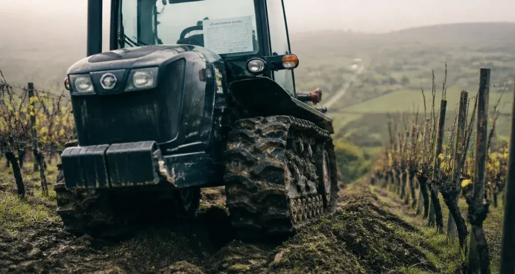 Tracteur chenille sur terrain difficile humide