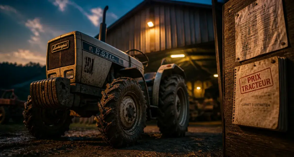 Tracteur Lamborghini prix : vue d’occasion au crépuscule