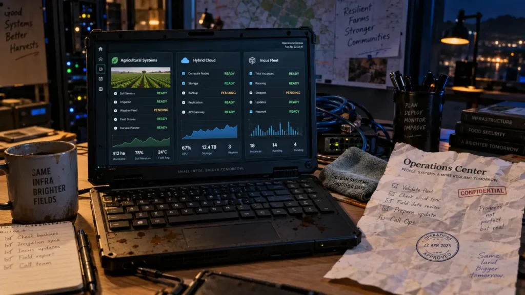 Operations center : trois consoles, trois terrains, vue console serveur