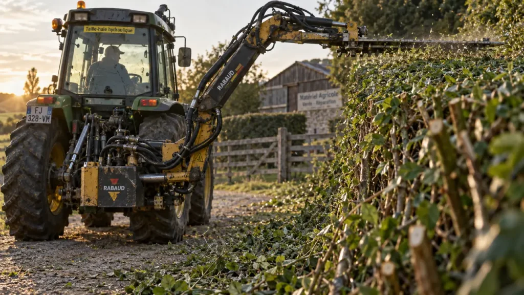 Taille haie pour tracteur : micro-tracteur avec taille-haie hydraulique